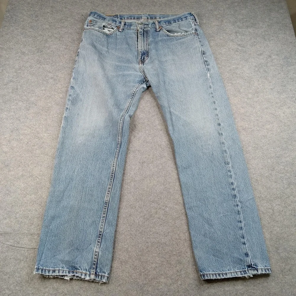 Levis 501 Jeans Mens‎ 36x29 Light Wash Blue Regular Straight Denim Distressed